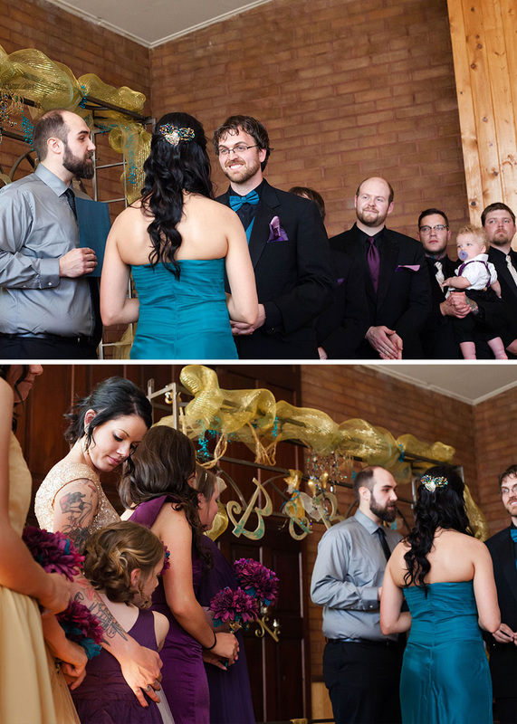 Ceremony at Hubbard Chapel Jewel Toned Vintage DIY Wedding Photographer