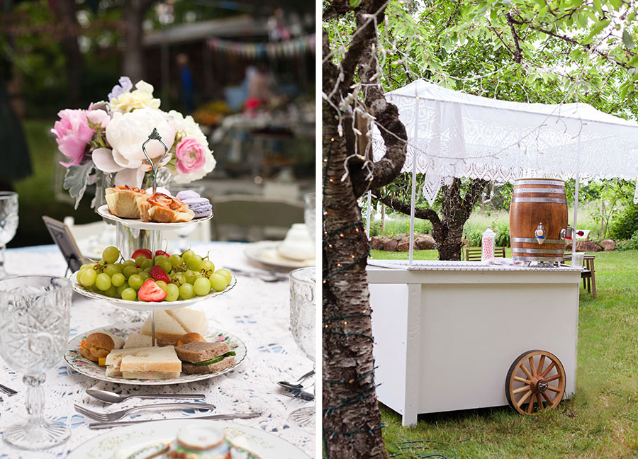 Salem Oregon Wedding Photographer Garden Tea Party Vintage Wedding Reception Root Beer Cart