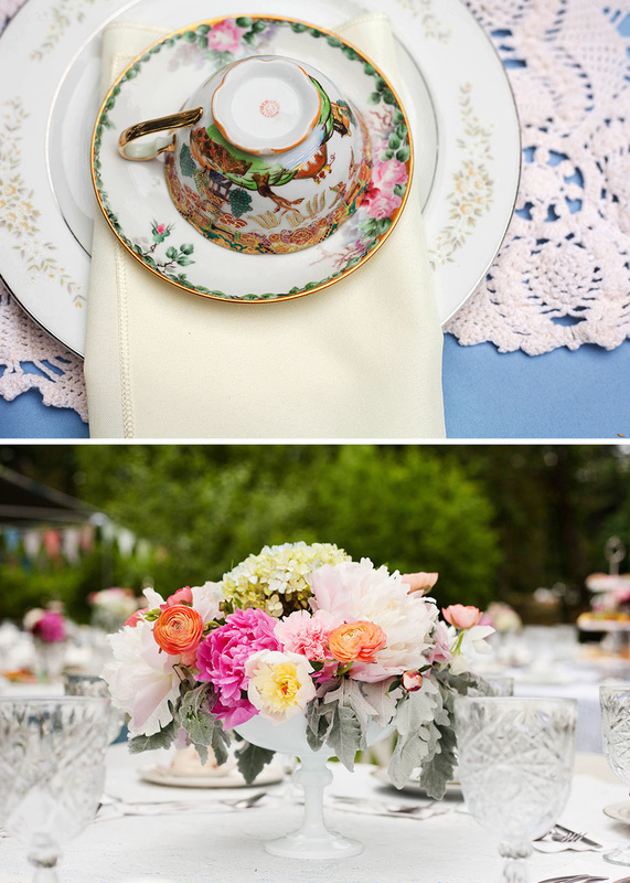 Salem Oregon Wedding Photographer Vintage DIY Garden Tea Party Wedding Reception China