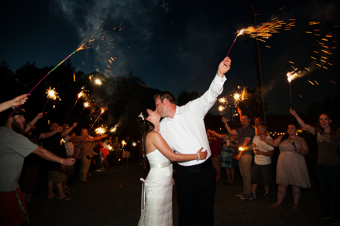 Rainier wedding sparkler exit | Columbia County Wedding Photographer