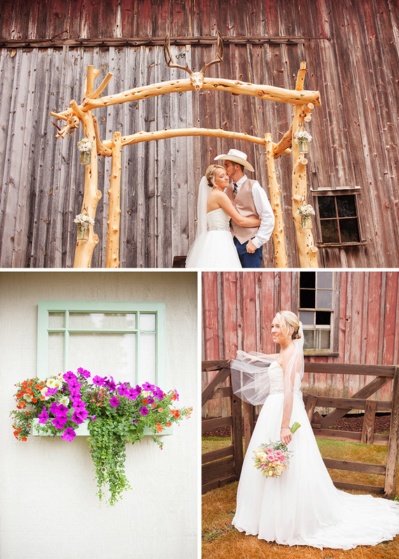Country Wedding in a field at sunset with cowboy hat Hillsboro Wedding Photographer