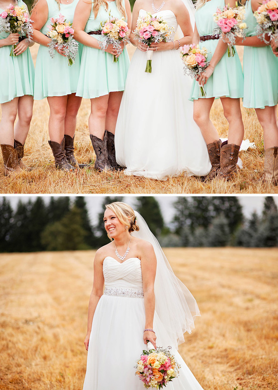 Country Wedding in a field at sunset with cowboy hat Hillsboro Wedding Photographer