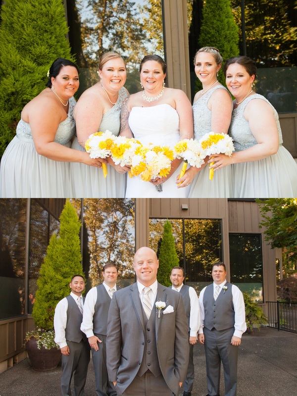 Bridesmaids in Grey Lace at Wedding at The Foundry in Lake Oswego, Oregon | Hillsboro Wedding Photographer