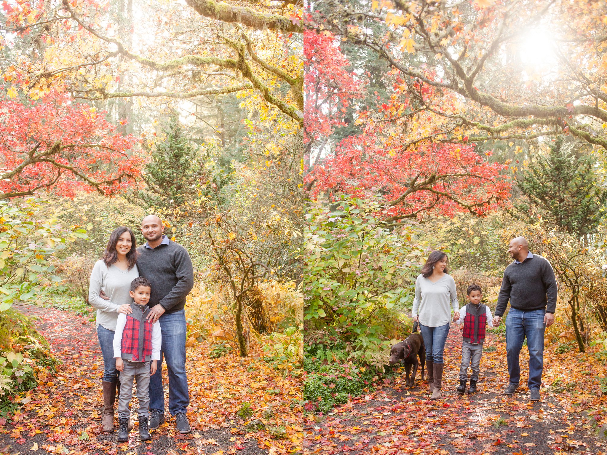 Jenkins Estate fall Family Photo Session with a dog | Hillsboro, OR Family Photographer