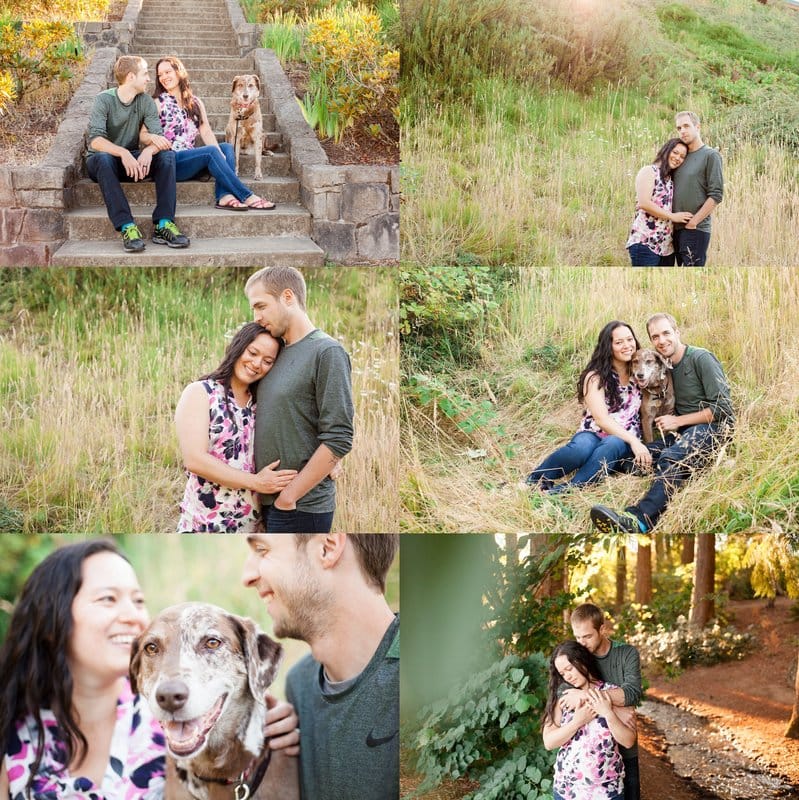 Rood Bridge Park engagement session with dog in summer | Hillsboro wedding photographer
