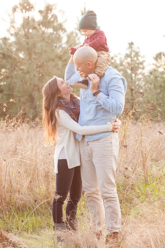 Summer Family Photo in a field at sunset | Hillsboro Family Photographer