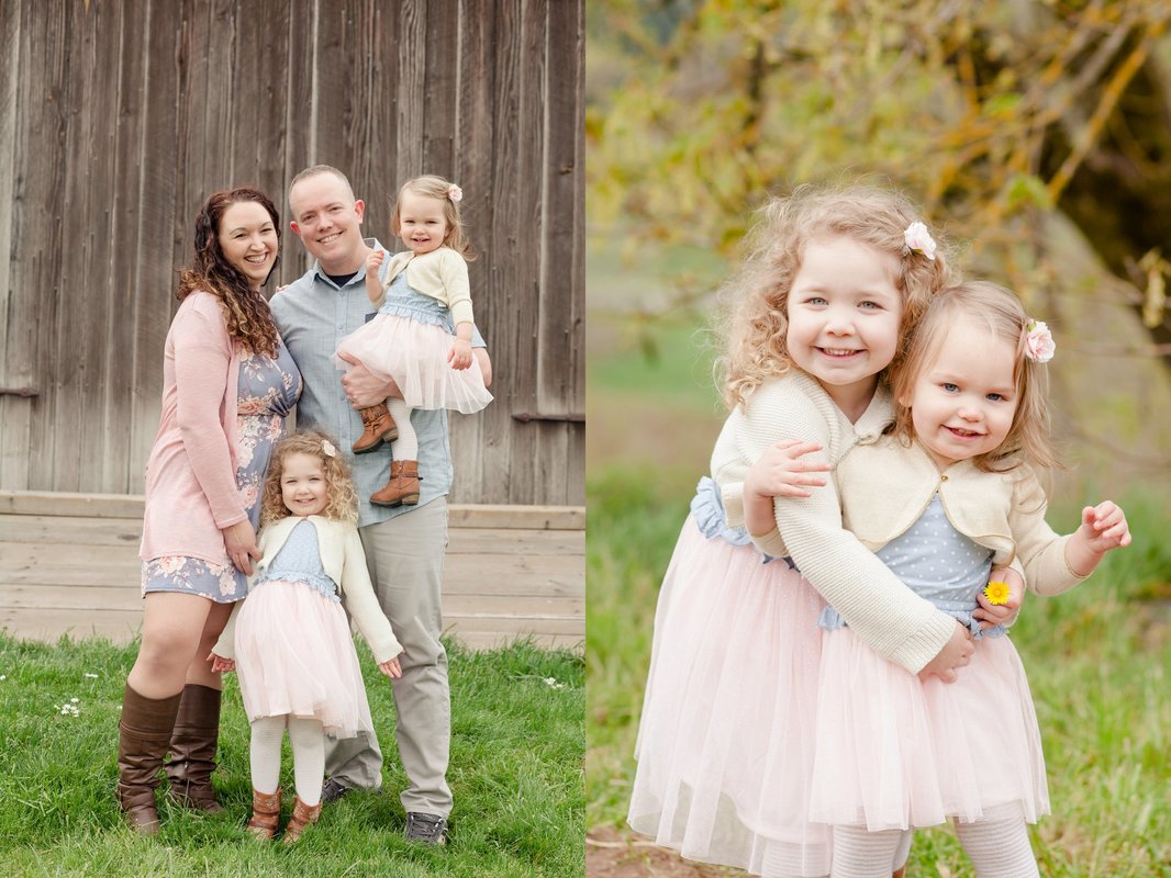 Family photo session in front of a barn at Champoeg State Park near Sherwood, Oregon | Newberg family photographer