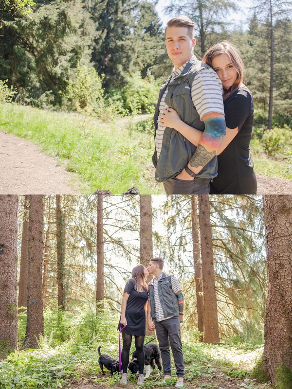 Forest Engagement Session with Dogs | Hillsboro and Newberg Wedding Photographer