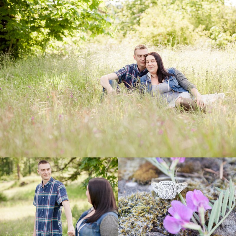 Oregon City Bluffs engagement session in a field | Newberg Wedding Photographer