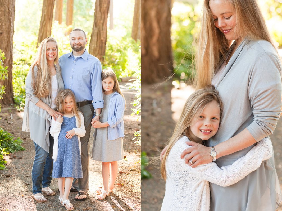 Family photo session at Rood Bridge Park forest at sunset | Newberg and Hillsboro family photographer