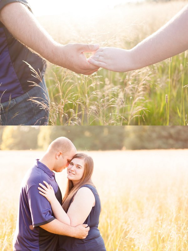 Engagement photos in a field at Champoeg State Park in Newberg | Hillsboro Oregon wedding photographer