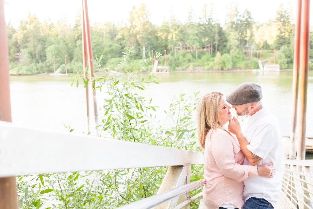 Engagement session on the river dock at sunset at Champoeg State Park in Newberg | Newberg and Hillsboro Wedding Photographer