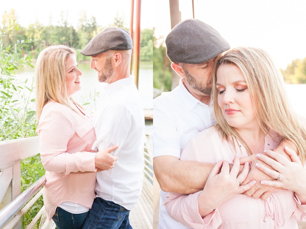 Engagement session on the river dock at sunset at Champoeg State Park in Newberg | Newberg and Hillsboro Wedding Photographer