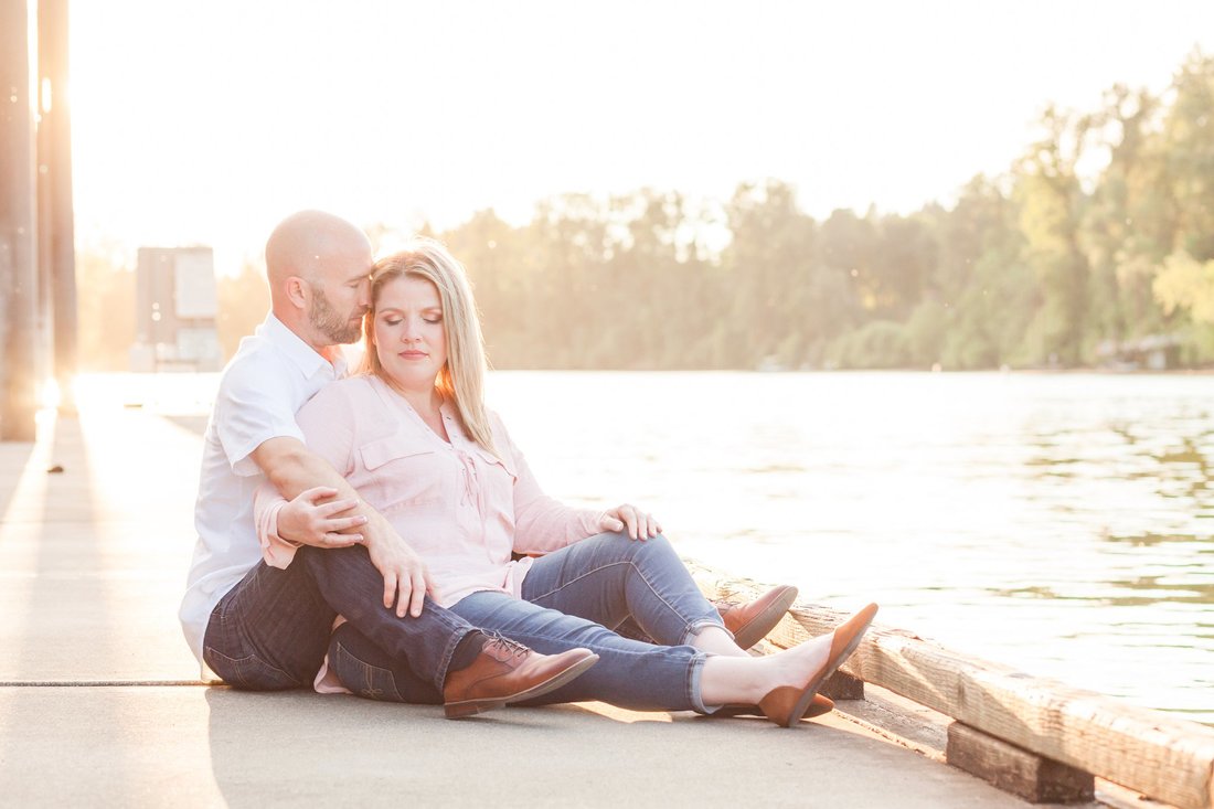 Engagement session on the river dock at sunset at Champoeg State Park in Newberg | Newberg and Hillsboro Wedding Photographer