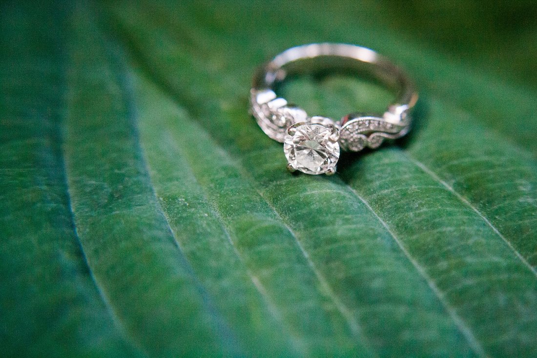 Ring Photo at Engagement Session at Jenkins Estate in Aloha | Hillsboro Wedding Photographer