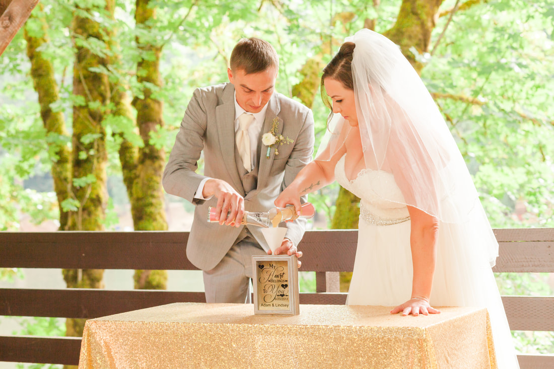 Sand Ceremony at Horning's Hideout Wedding at Stage Area in North Plains, Oregon | Newberg and Hillsboro Wedding Photographer