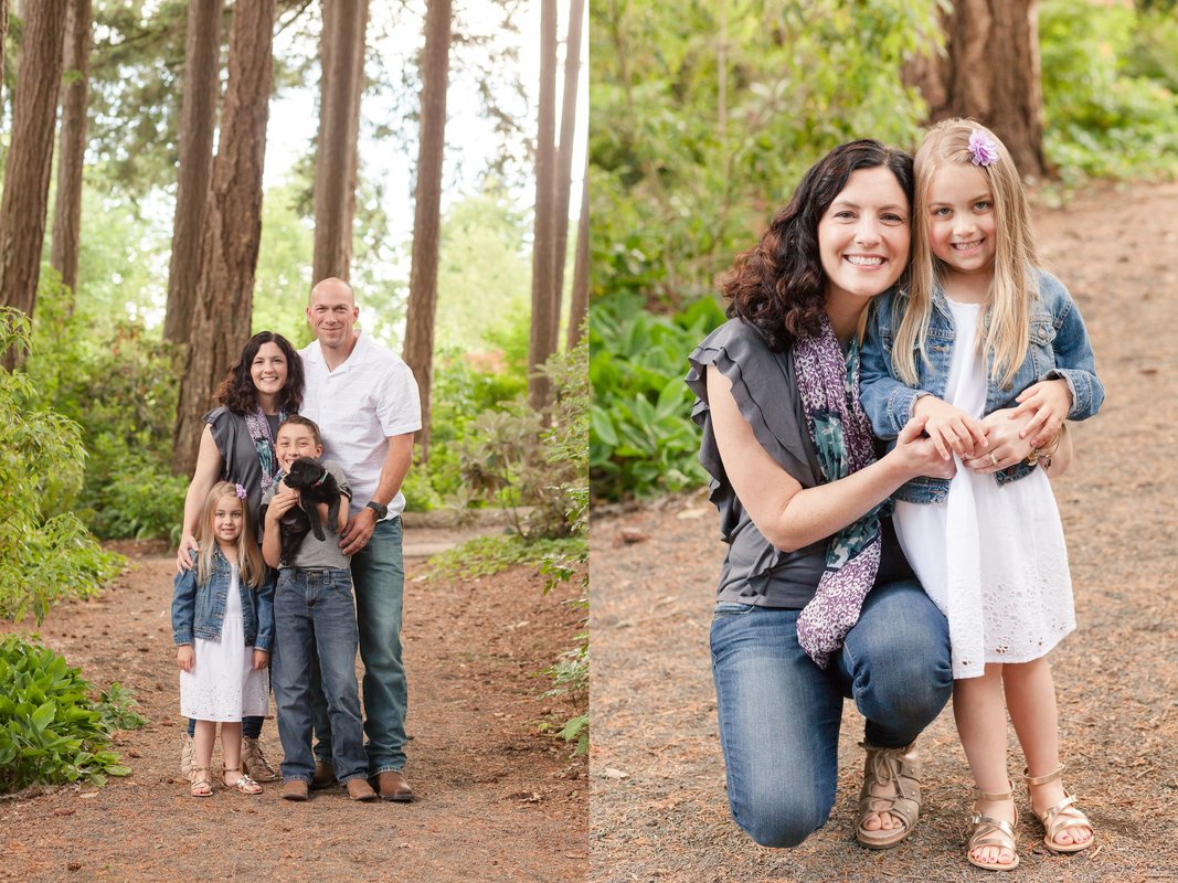 Forest family pictures with a dog at Rood Bridge Park in Hillsboro, Oregon | Newberg and Hillsboro family photographer