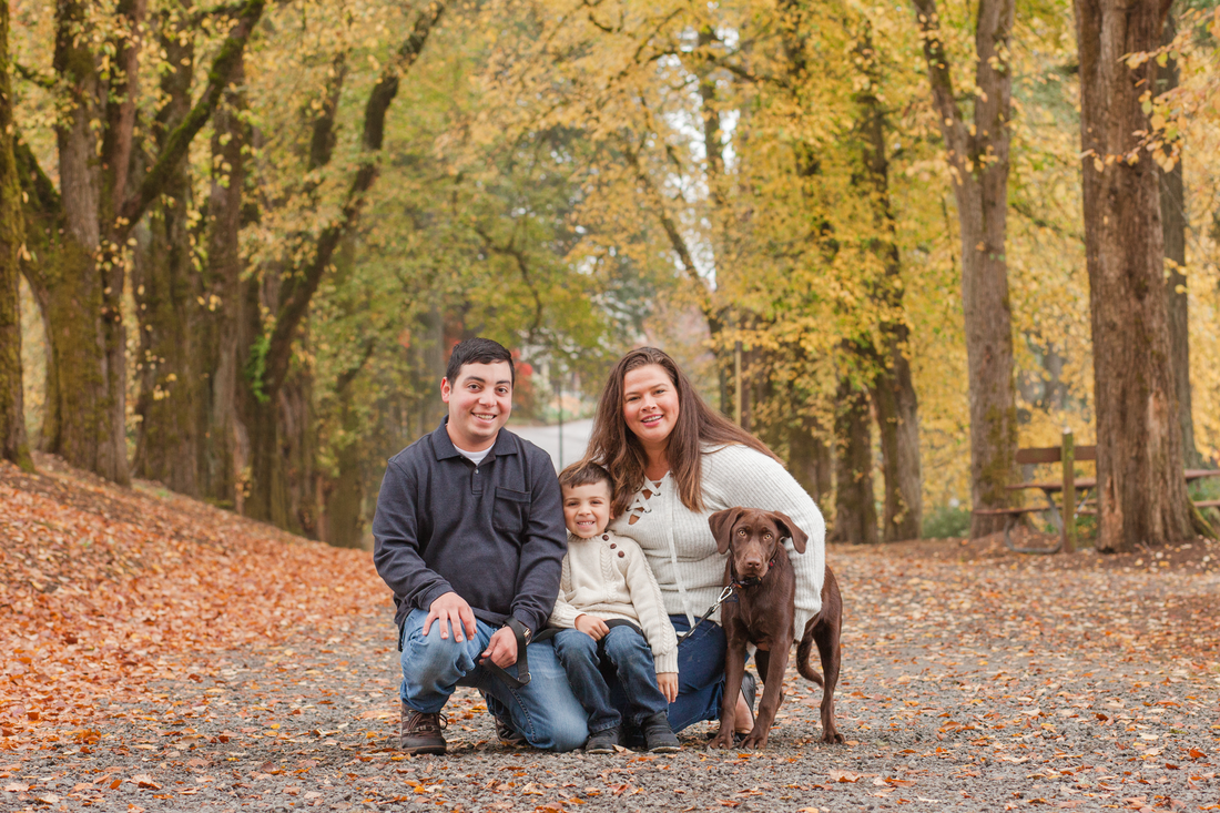 Fall family pictures with a dog at Jenkins Estate in Beaverton, Oregon | Newberg and Hillsboro family photographer