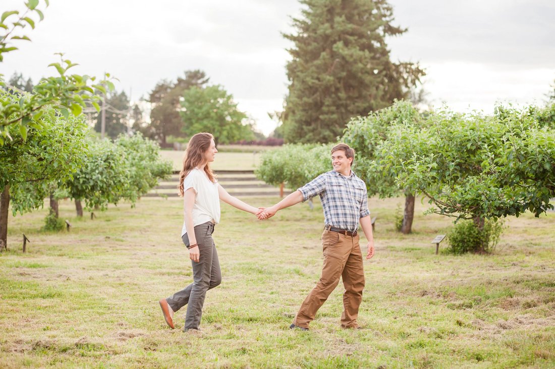 Engagement session at Champoeg State Park orchard in Newberg, Oregon | Hillsboro Wedding Photographer