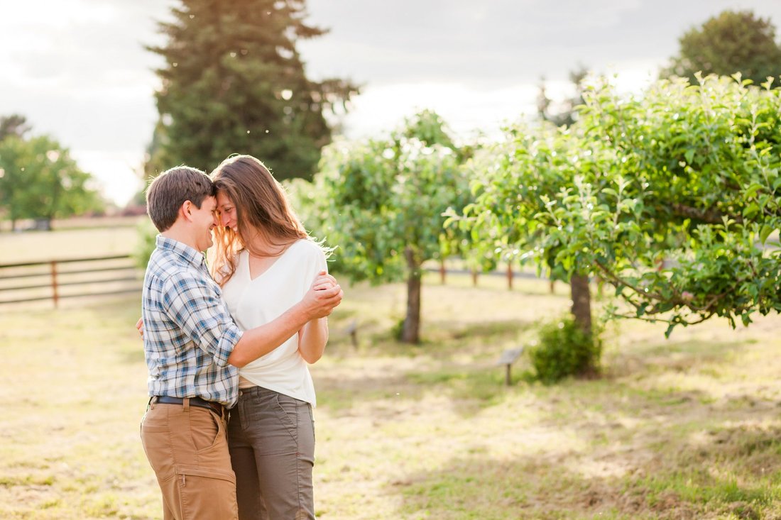 Engagement session at Champoeg State Park orchard in Newberg, Oregon | Hillsboro Wedding Photographer