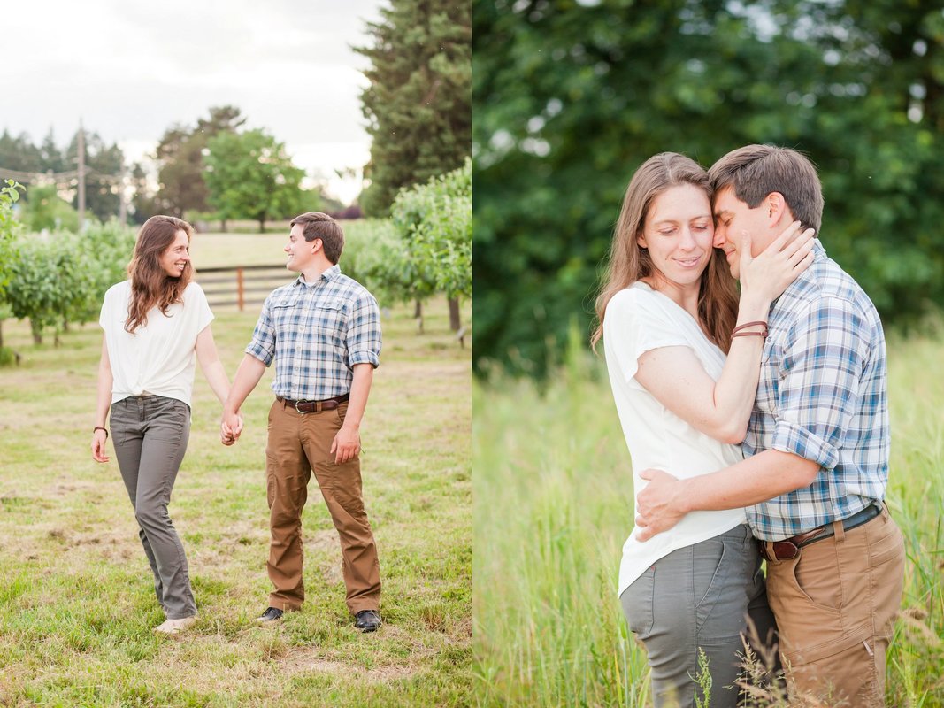 Engagement session at Champoeg State Park orchard in Newberg, Oregon | Hillsboro Wedding Photographer