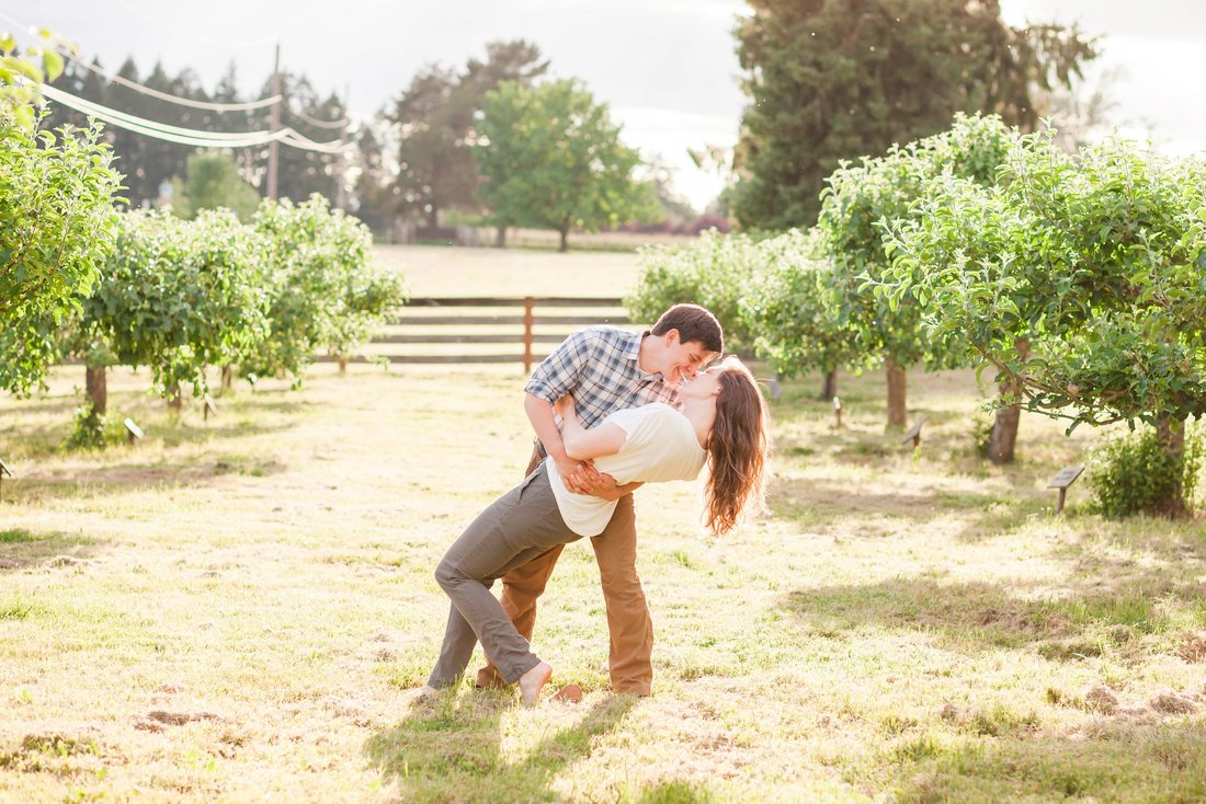 Engagement session at Champoeg State Park orchard in Newberg, Oregon | Hillsboro Wedding Photographer