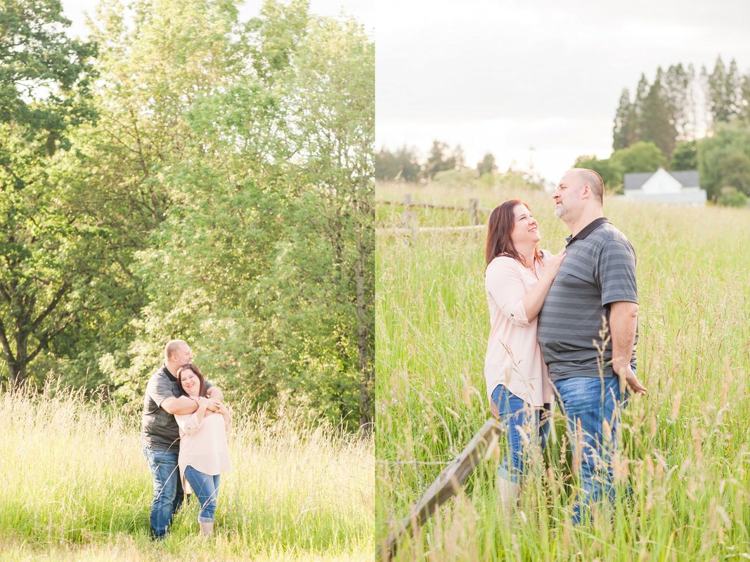 Engagement session in a field at Champoeg State Park in Newberg |Hillsboro Wedding Photographer