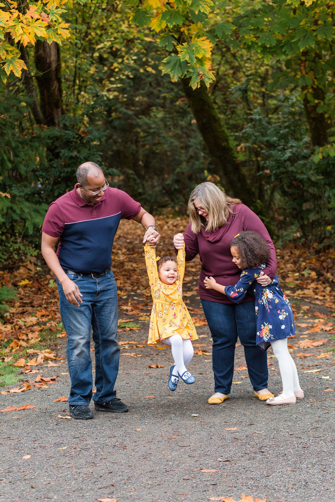 Family photo session at Cook Park in Tigard with fall leaves | Hillsboro family photographer