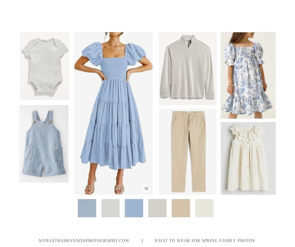 What to Wear for Spring Family Photos: Blue and White