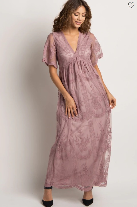 Mauve lace dresses for pictures from pinkblush maternity.