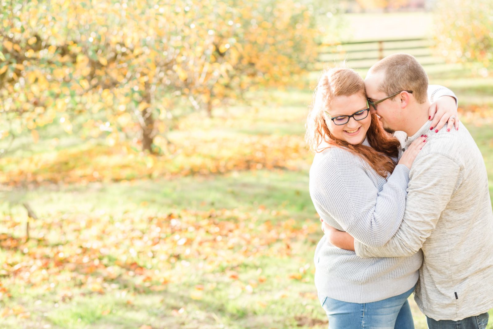 orchard engagement session at champoeg with fall colors near hillsboro, oregon