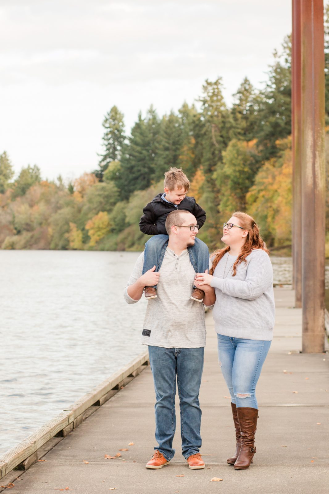 family photos on a dock near hillsboro oregon
