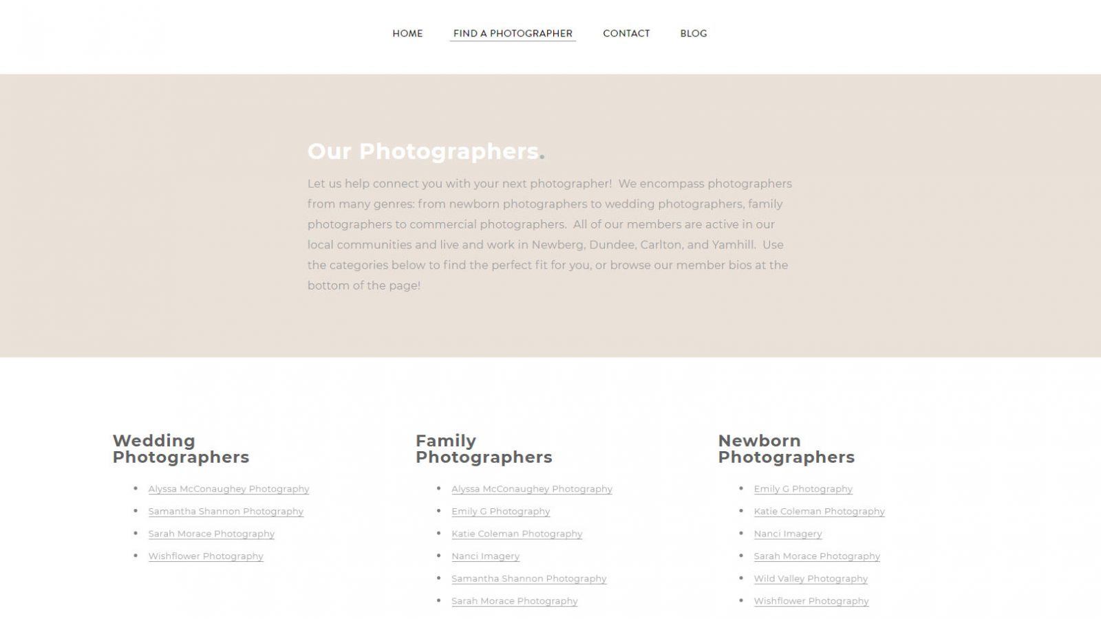 yamhill county photographer directory