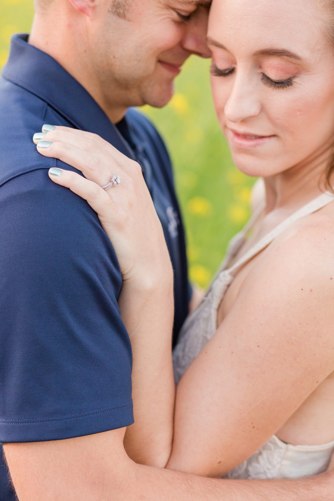 yellow flower field engagement session in mcminnville, oregon