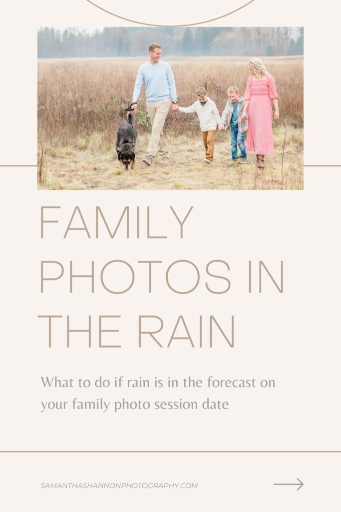 pinterest pinnable image: family photos in the rain