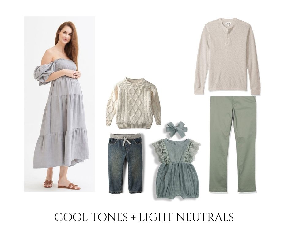 What to Wear for Maternity Family Photos Spring 2022 grey cottage dress