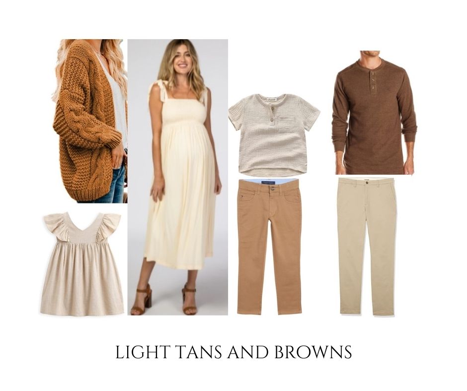 what to wear for spring maternity family photos light tans and browns
