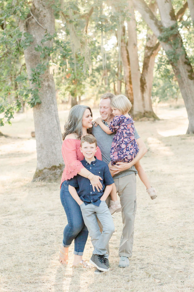 photographer hillsboro oregon family photo of four in oak grove