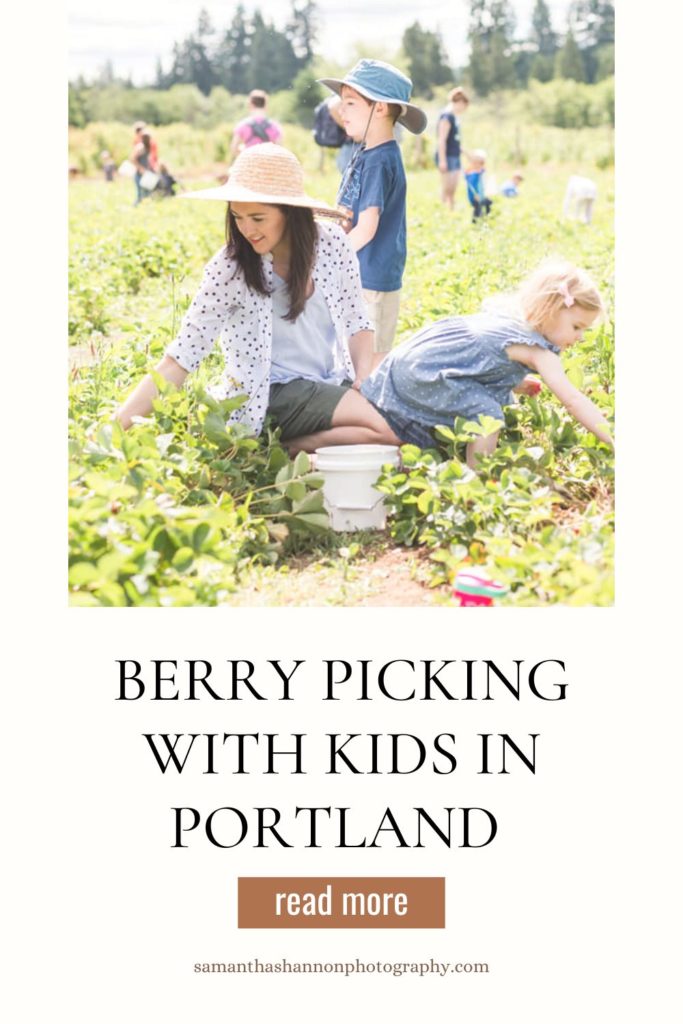 pinterest image for berry picking with kids in portland
