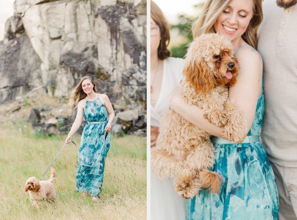 family photos with dogs: photo of woman and dog