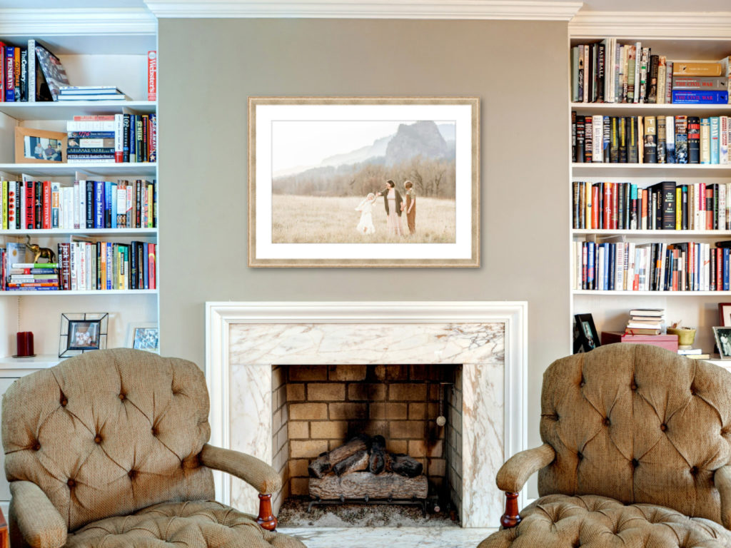 Family Photos Above Fireplace - Large Framed Family Photos