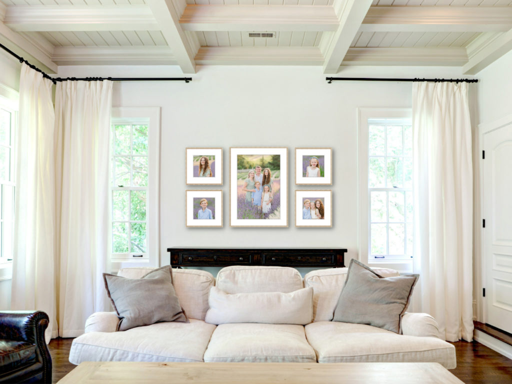 wall gallery in a living room from salem oregon photographer samantha shannon
