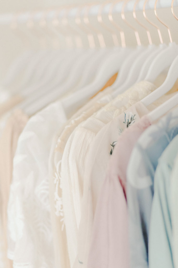 dresses in a client closet for a family photo session