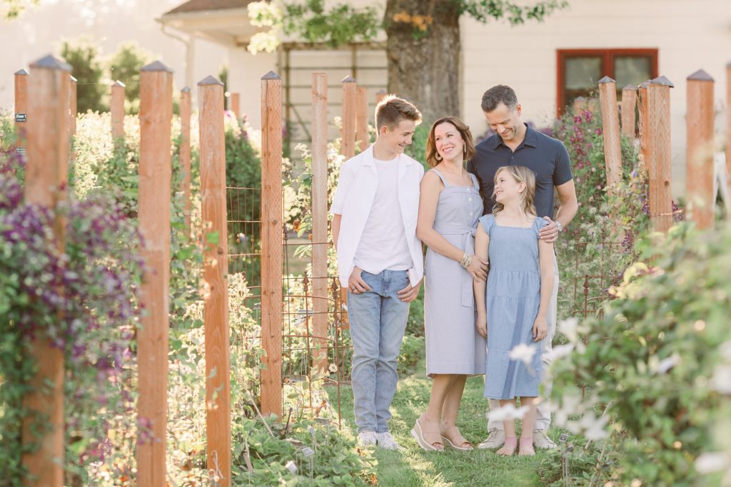 Garden family photos of family of four