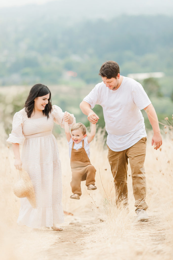 family of three light and airy family portrait