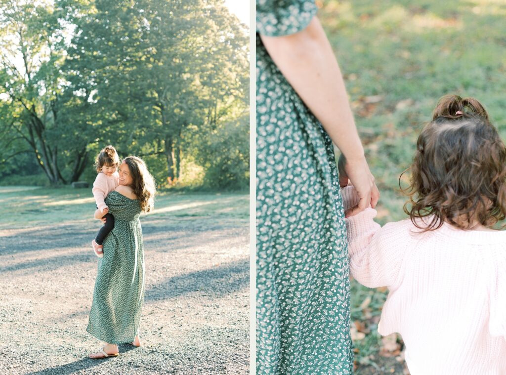 family maternity photos with mom and daughter in portland oregon