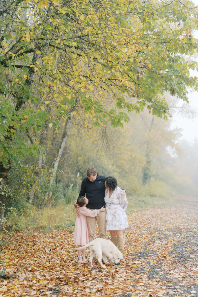 foggy family photos during fall in portland oregon